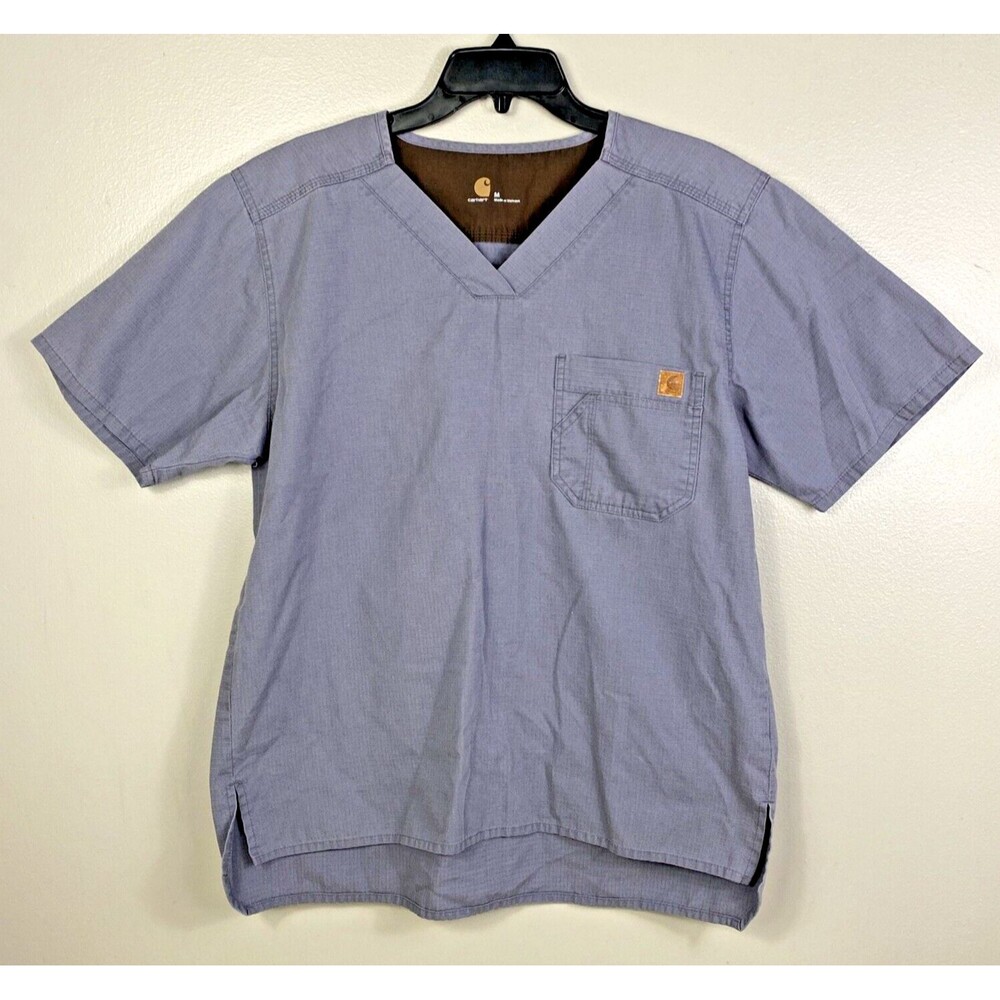 Carhartt Force Scrub Top Women's Size Medium Solid Pockets V Neck Gray